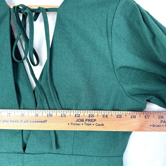 Commense Cotton Linen Button Front Midi Dress Womens M Deep Green NEW - Picture 4 of 8